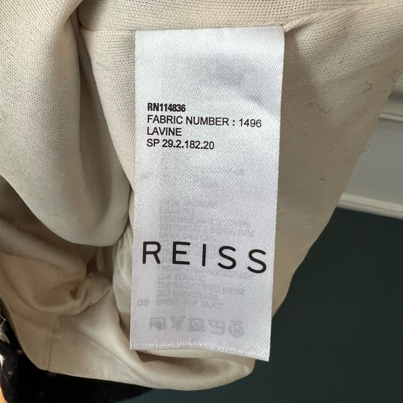 REISS Women’s Lavine Rose Wool Dress Worn on TV Size 6 Floral Metallic Luxury - Picture 11 of 15